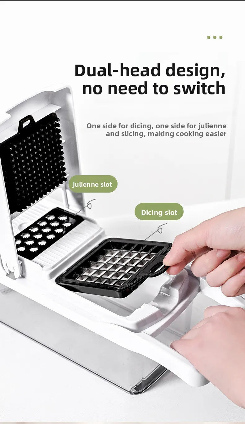 Vegetable dicer with cubed vegetables